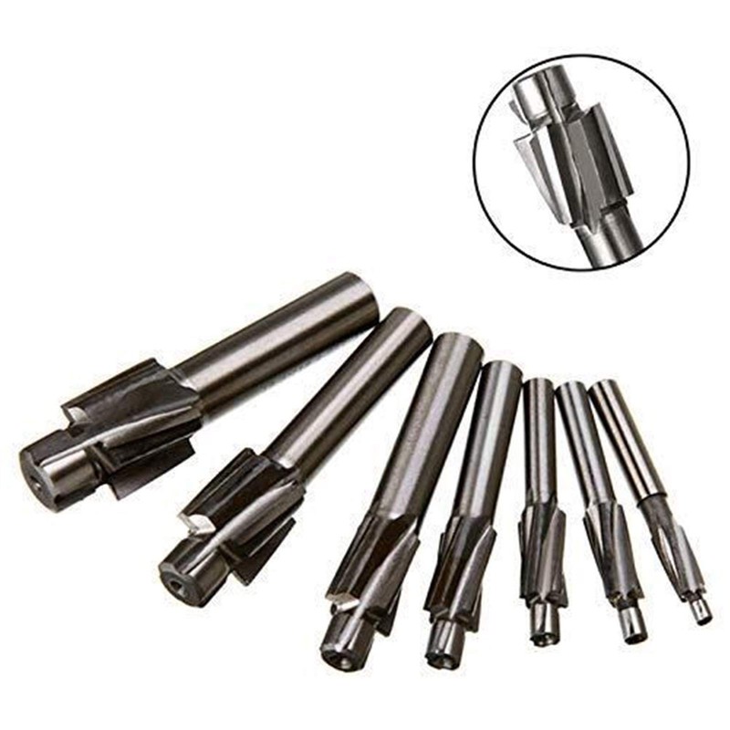 7Pcs M3-M12 Counterbore Milling Cutter High Speed Steel Pilot Slotting