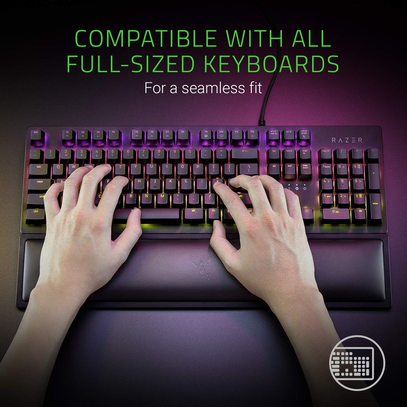 Razer Ergonomic Wrist Rest for Full-Sized Keyboards: Anti-Slip Rubber Base