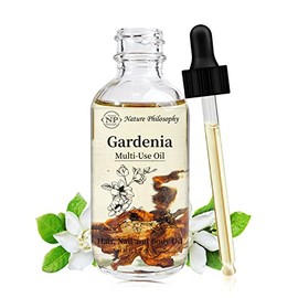 NP NATURES PHILOSOPHY Aceite Multiusos De Gardenia Para Rostro, Cuerpo Y Cabello - Aceite Esencial Orgánico Aromático Para Piel Seca, Cuero Cabelludo Y Uñas - 2 Onzas Líquidas