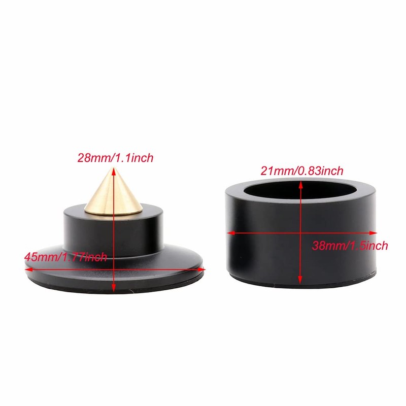 Flushbay 4-Piece Set Insulator Spikes Alloy+Brass Speaker Spike Holder Height