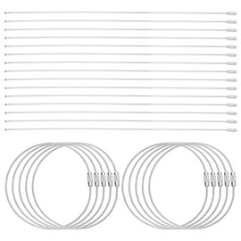 sourcing map 25pcs Wire Keychain Cable 10" Plastic Coated 1.5mm Stainless Steel Key Ring Cable Loop Rings for Hanging Luggage Tags Key ID Tags, Silver
