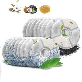 OYES Cat Water Fountain Replacement Filters 16 Packs Composed of Cotton Layer, Activated Carbon and ion Exchange Resin Compatible with Most cat and pet Fountain Replacement Filters