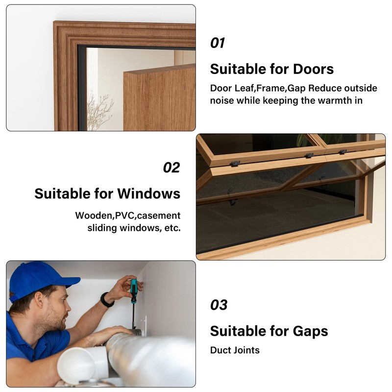 GCJUYA 196” Wedge-Shape Foam Window Weather Stripping Door Seal Strip