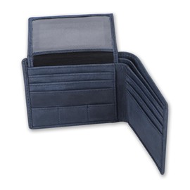 CestAntiQ Wallet for Men, Genuine Leather RFID Blocking Bifold Men's Wallet, Slim Billfold with 2 ID Windows, Extra Capacity & Strong Stitching, Top Grain Leather Wallet, Gift for Men (Blue), Blue,