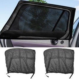 DUSCOKE 2PCS Car Window Shades, Stretch Mesh Sunshade Cover Block UV Rays for Rear Windows, Breathable Car Window Screen for Baby, Heat, Bugs & Privacy Protection for SUVs Camping (Rear Windows/SUV)
