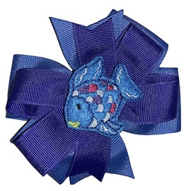 Rainbow Fish Pinwheel Hair Bow 4" Purple & Blue