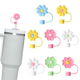 8Pcs Straw Cover Resuable Silicone Straw Tip Covers 10mm Straw Covers Cap Cute Straw Toppers Fit for 30 40 oz Tumbler Cups Straw Protector Tips Lids Accessories