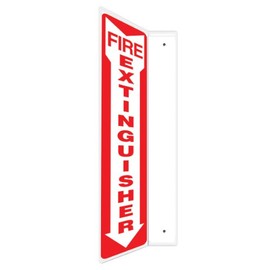 AccuformNMC Fire Extinguisher 90D Projection Sign, 18"x4" High-Impact Plastic with Pre-Drilled Mounting Holes, PSP426 White, American Made Safety Tags, Signs, and Labels