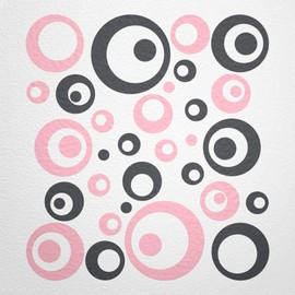 WANDfee® Wall Tattoo, Circles, Dots, 50 Stickers, Colour Choice For Children's Bedroom, Living Room, Hallway, Bathroom, Kitchen, Tile Stickers, grey