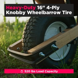 Scenic Road heavy duty replacement wheelbarrow wheel – 16" XHD 4-ply tire with 6" steel hub 4-Ply Knobby Tires with grease fitting & steel hub – Perfect wheel replacement & parts (Model SRWK #3593)