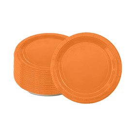 16PCS Pumpkin Orange Paper Plates 18cm,Disposable Paper Plates 7 inch Solid Color Paper Round Dinner Plates Tableware Party Plates for Birthday,BBQs,Christmas,Picnic,Kids Shower Party Plates Supplies