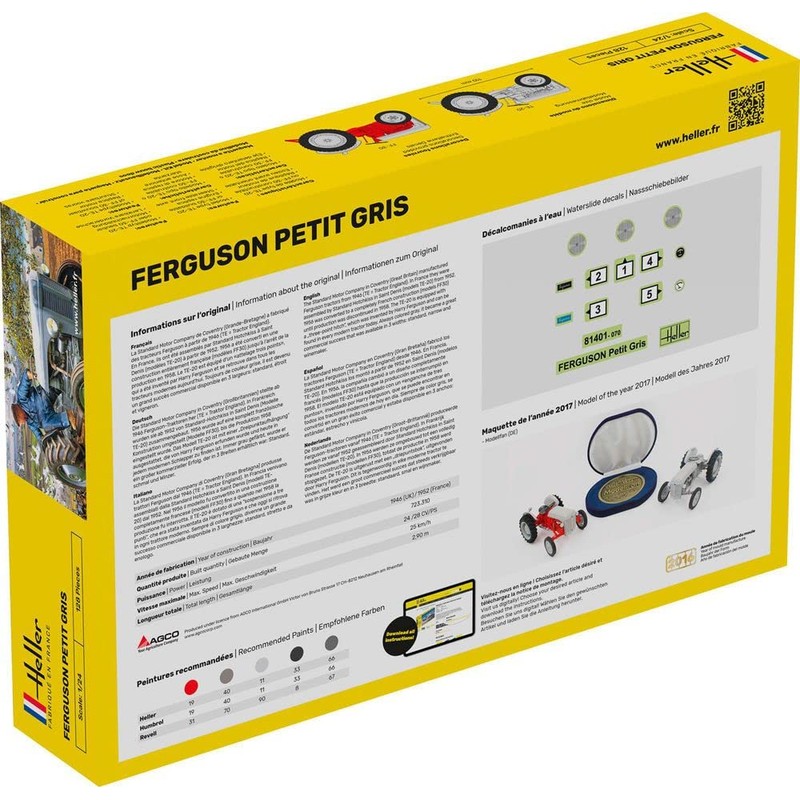 Heller 57401 Ferguson TE-20 Petit Gris Model Kit, Grey