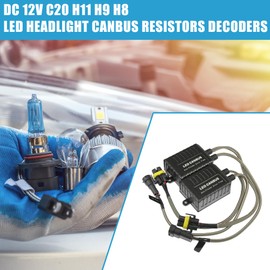 A ABSOPRO LED Car Headlight Canbus Decoder C20 H11 H9 H8 Error Free Warning Resistors Decoder Replacement Anti Flicker Resistor Plastic Black (Set of 2)