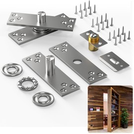 Fenghome Door Pivot Hinge, Hidden Door Hinge for Max 300 lb Secret Door, Heavy Duty Pivot Hinges for Hidden Door Bookcase 360 Degree Rotation, with Door Ball Catch Hardware - Center Pivot Hinge