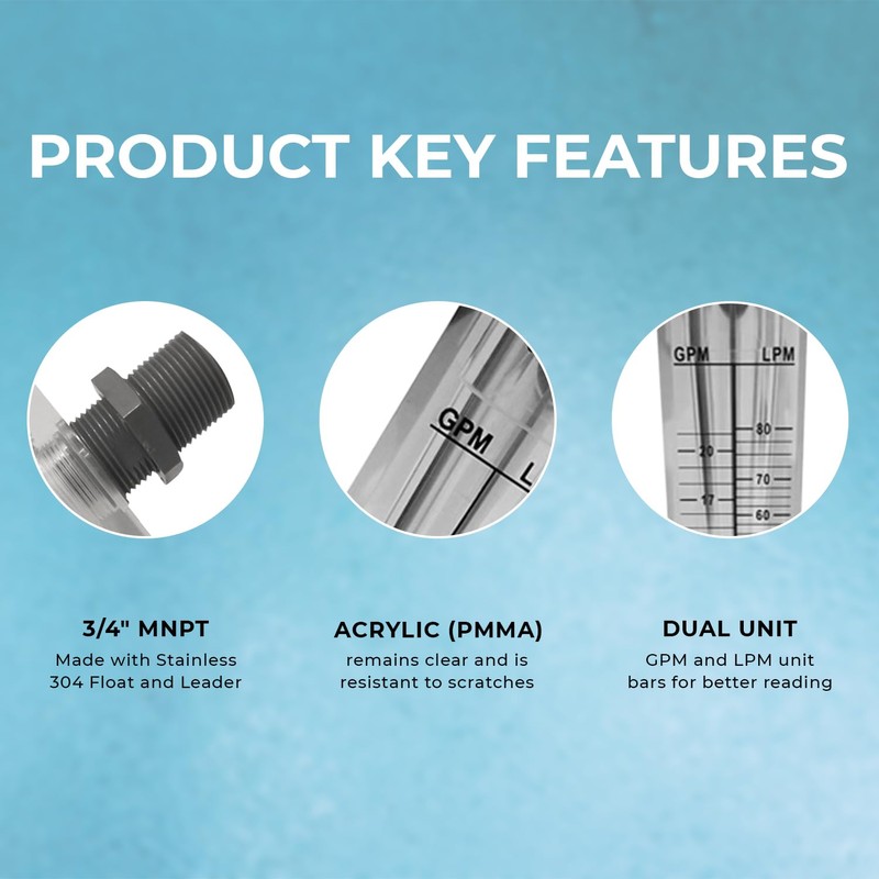 Ozmosis Water Flow Meter 2-20 GPM - Panel Mount Rotameter