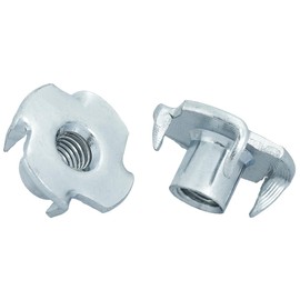 HEXATON Drive-in Nuts Claw Nuts Claws Nuts M8 x 11 mm Pack of 100 Galvanised Steel Wood Drive-in Nuts with 4 Drive-In Tips with Metric Internal Thread for Wood Plastic