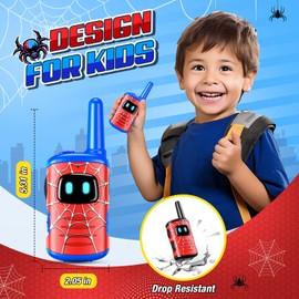 Spider Walkie Talkies for Kids Rechargeable: 2 Pack Kids Walkie Talkies Outdoor Toys for 3 4 5 6 7 8 9 10 Year Old Boys Birthday Gifts Age 3-6 Year Old Boy Gift Ideas Hiking Camping