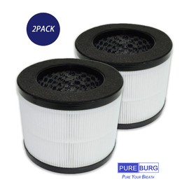 PUREBURG Airmic4S Replacement 3-in-1 HEPA Air Filters Compatible with Okaysou Airmic4S Air Purifier , 2-Pack