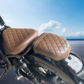 Midimttop Touring Soft Leather Front Driver Seat Cushion Pad Rear Passenger Pillion Seat fit for Ho-nda Rebel CMX 300 CMX 500 2017 2018 2019 2020 2021 2022 2023 2024(Rear passenger seat-brown)