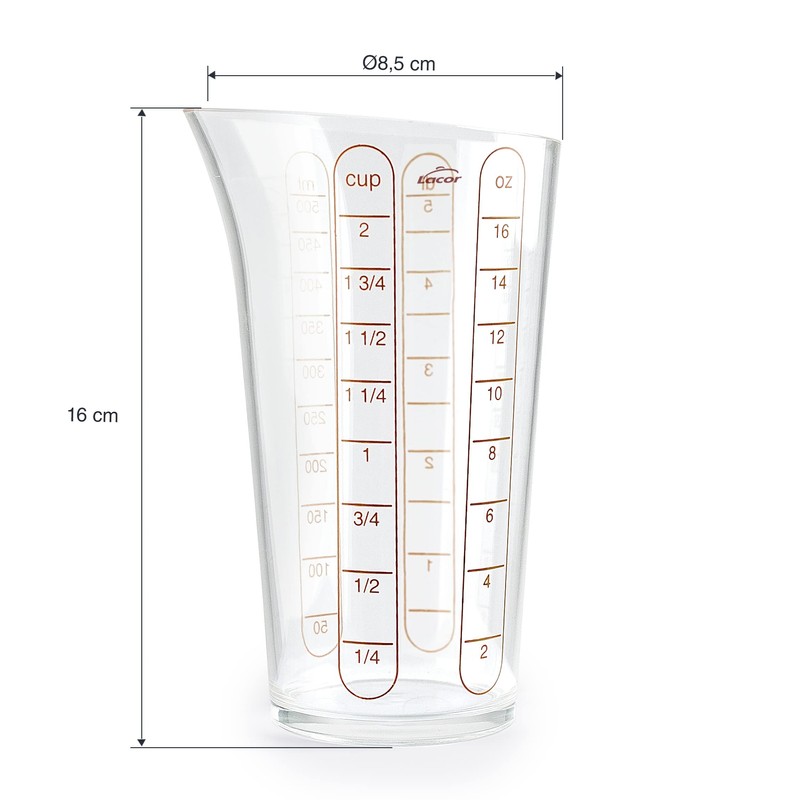 Lacor - 67075 - Basic-Messbecher, Behälter mit Maßen, Flüssigkeitsmesser, Kunststoff,