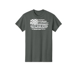 “Best Dad Ever American Flag T-Shirt – Funny for Men – Black or Gray USA Patriotic Cotton Shirt (US, Alpha, X-Large, Regular, Regular, Gray)