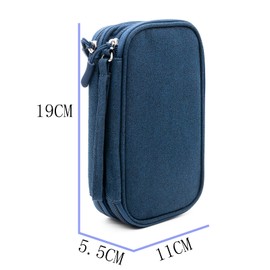 Ruyosn Cable Organiser Bag Waterproof Small Cable Bag Double Layer Hard Drive Bag Electronic Bag Electric Organiser Cable Bag Electronics Accessories Organiser Cable for Travel Dark Blue