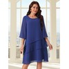 Seta T Women's Chiffon Dresses 3/4 Bell Sleeve Crewneck Tiered