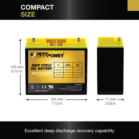 ExpertPower 12V 21Ah Gel Deep Cycle Solar Battery, Sealed Gel Technology for Marine, Mobility Applications