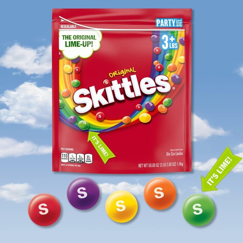 Skittles Original Fruity Candy, 50 oz Party Size Bag –