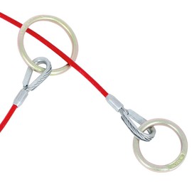 Peakworks OSHA Compliant, Abrasion Resistant 5 ft. Cable Anchor Sling with 2 O-Rings, PVC Coated Galvanized Cable, 1/4" Thick, Red, V8208605