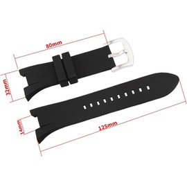 Topuly 32mm×14mm Rubber Watch Band Compatible for Armani Exchange AX Series AX1040 AX1041 AX1042 AX1050 AX1067 AX1068 AX1070 Silicone Strap Wirstband accessories replacement for Men and Women (Black Band Silver Buckle)