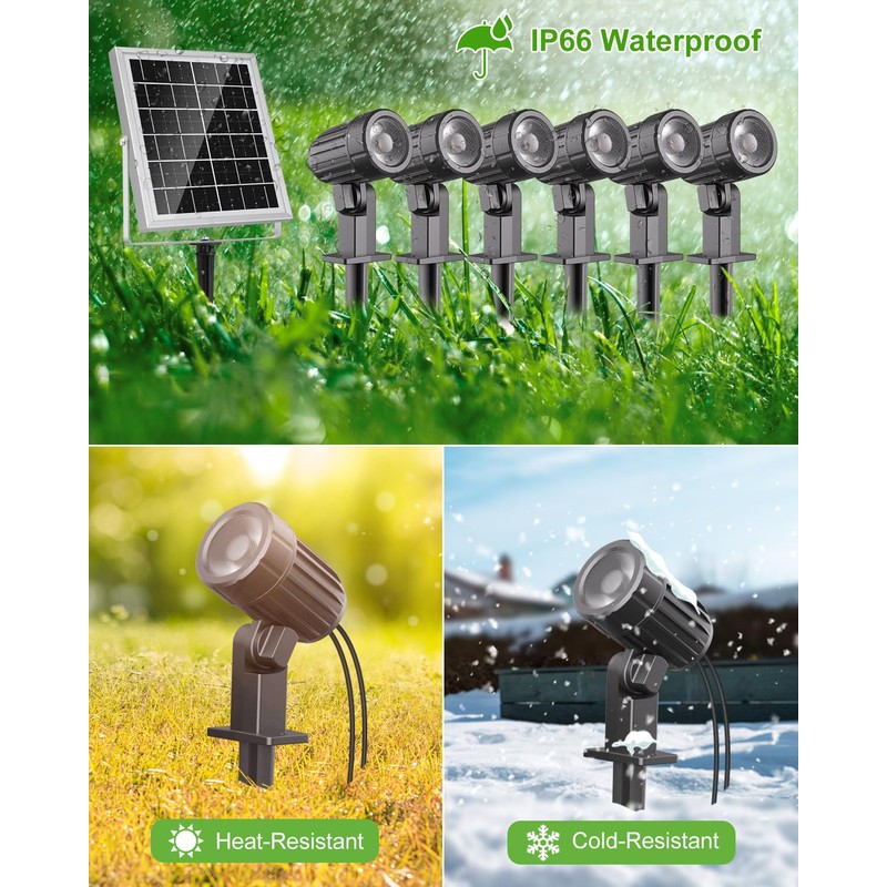 CLY 6 in 1 Solar Spot Lights Outdoor, 2700K Warm