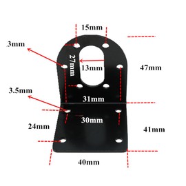 3pcs DC Gear Motor Mount 37mm GA/GB Metal L Shape Motor Holder Fixed Mounting Base for RC Car 5055 Engines Black