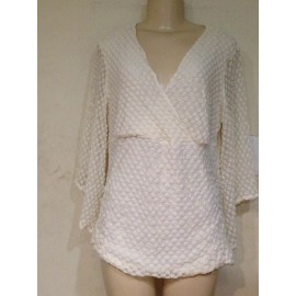 Style&co Women's Cruise Church Cream Ivory dot lace tunic top Wedding Work party Plus 1X