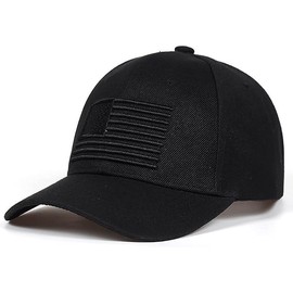 Black American Flag Low Profile Snapback Dad Hat - Adjustable Embroidered US Flag Baseball Cap for Men or Women