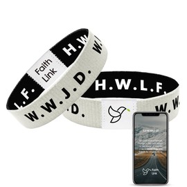 FAJEUY FaithLink Christian Daily Bible Verse Bracelet, WWJD&HWLF, What Would Jesus Do, 1Pc, Daily Devotional Bracelet, Bracelet that Speaks, Tap the Bracelet with Your Smartphone, Unisex, 7 Inches