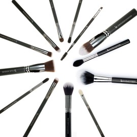 Kabuki Juego de brochas de maquillaje incluye base, colorete, bronceador, corrector, pinceles minerales, Negro, 13 pc Expert Beauty Junkees Set       