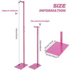 Sintuff Adjustable Cloth Display Stand Adjustable 48"-72" Garment Display Single Metal Cloth Display Single Rack Display Single Costumer Shirt Display Costumer for Thrift Shop Retail Store (Pink)
