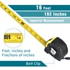 16ft Tape Measure with Fractions, 3/4" Wide Metal Blade, Compact