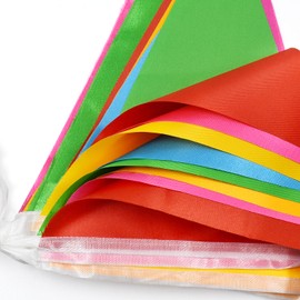 66ft/20M Bunting Banner, Reusable Bunting Flags Polyester Fabric Bunting with 52pcs Triangle Flags for Home Outdoor Garden Birthday Wedding National Day Party Decoration