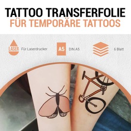 SKULLPAPER® Temporary tattoo transfer film for the skin – very well tested – for laser printers (A5-6 sheets)