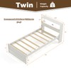DORTALA Twin Bed Frame with LED Light & Charging Station,