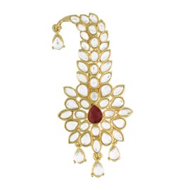 I Jewels Gold Plated Indian Traditional Handcrafted Kundan and Stone Safa Dulha Pagadi Kalangi Brooch for Groom Men (SM53M)