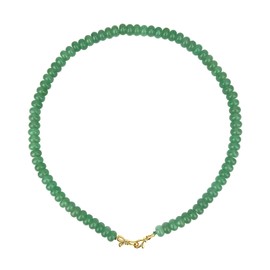 Green Aventurine Necklace, 5 * 8mm Natural Aventurine Beaded Choker Necklace for Women, 14K Gold Plated Bow Green Bead Necklace 18 Inch (Green Aventurine)
