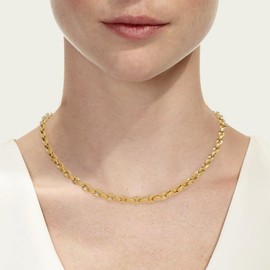 Jean Beau Gold Rolo Chain Necklace for Women Men, Simple Chunky 18K Gold Plated Round Box Choker Necklaces Everyday Wear Prom Jewelry Gift