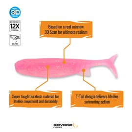 Savage Gear Duratech Minnow Fishing Bait, Clear Pink, Realistic Contours, Colors & Movement, 12X Tough Duratech Construction, Salt & Scent Infused