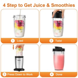 TENKER Personal Countertop Blender for Shakes and Smoothies with 3PCS No-BPA Cup