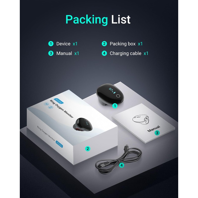 HOLFENRY 50G Ring Pulse Oximeter Fingertip | Continuous Oxygen Monitor