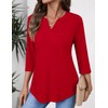 LOMON Womens Summer Tops Cute Solid Pleated 3/4 Length Sleeve