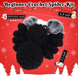 Crochetta Crochet Kit for Beginners, Crochet Starter Kit w Step-by-Step Video Tutorials, Beginner Crochet Kit for Adults Kids Women Men Complete Kit Included (Black Spider)